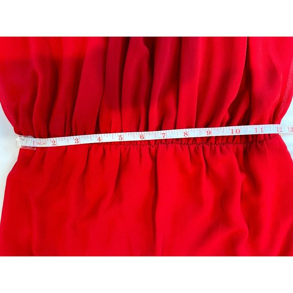 BCX Womens Fit & Flare Mini Dress Caged Top Design Elastic Waist Red Size Small - Picture 5 of 8